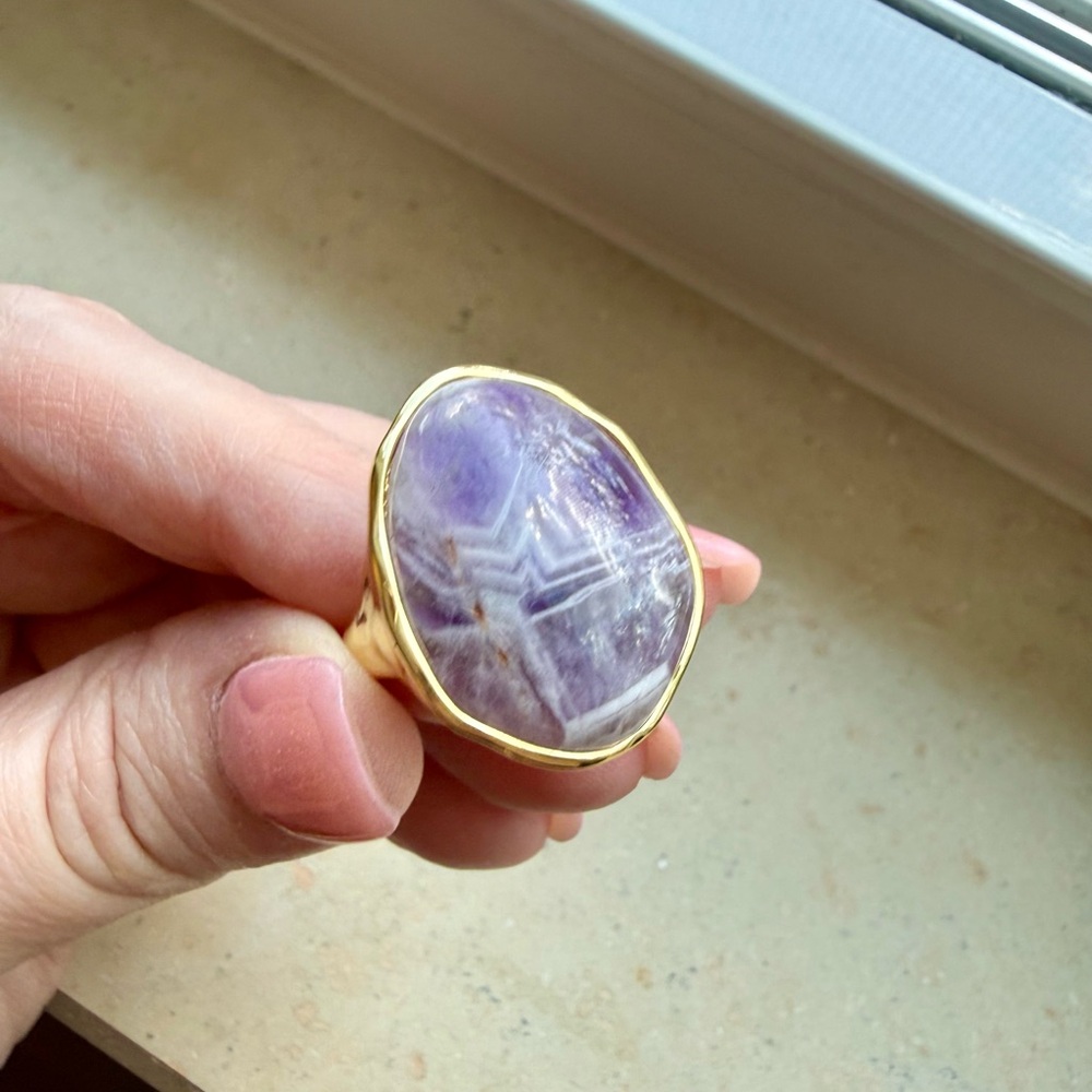 🆕 Gold-Tone Purple Cape Amethyst Statement Ring💜 Size 7